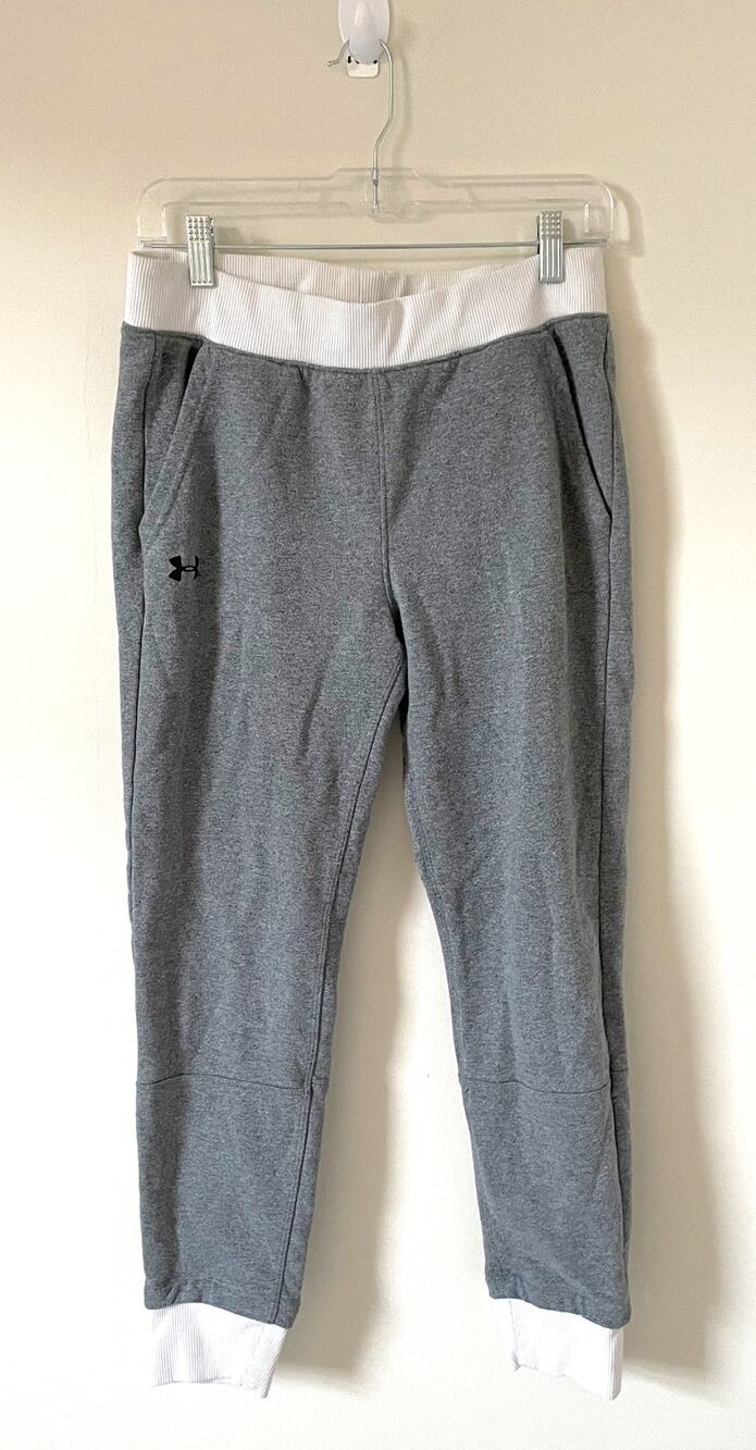 Under Armour Workout Yoga Running Joggers Sweatpants Gray White Size Small